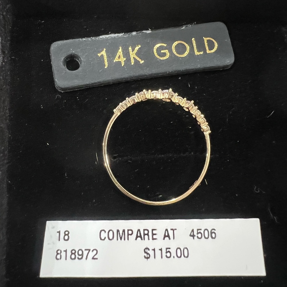 14K Gold Thin Baguette Accent Ring - Gold